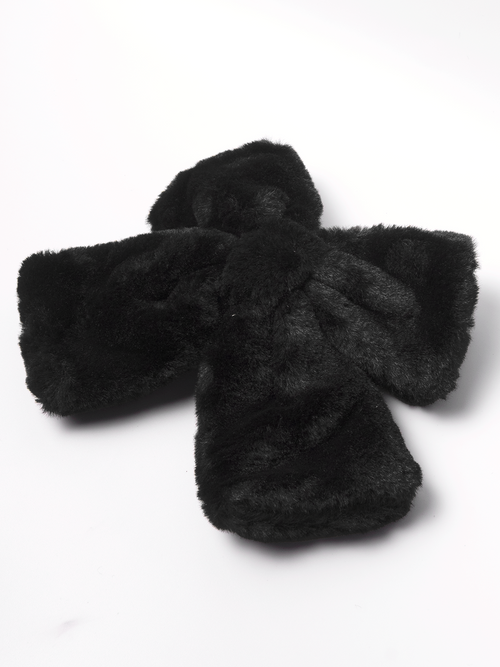 Faux Fur Bow- Black