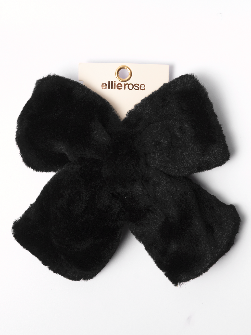 Faux Fur Bow- Black